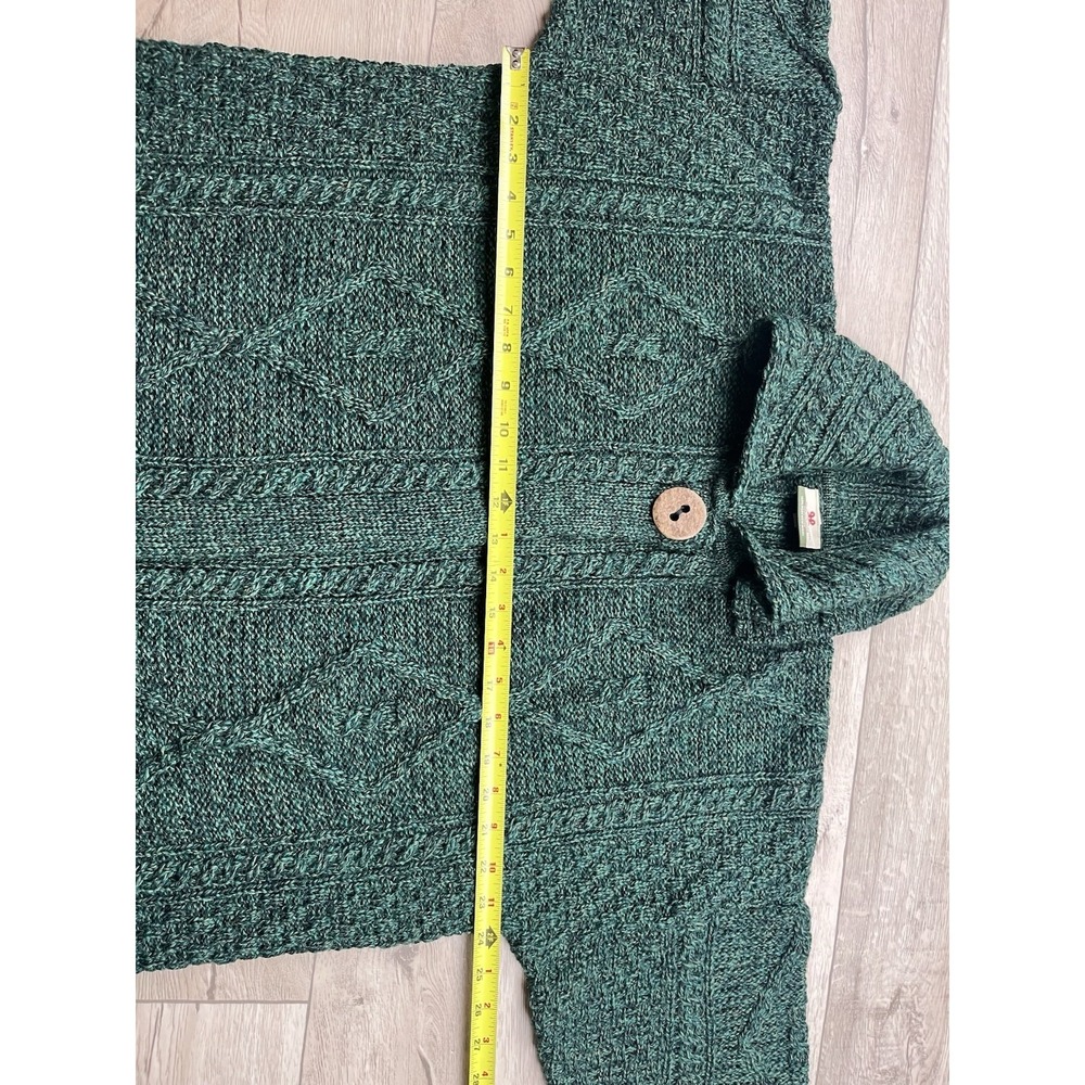 Carraig Donn Aran Green Cardigan Sweater Women XL 100 Pure New Wool Made Ireland - Picture 9 of 13